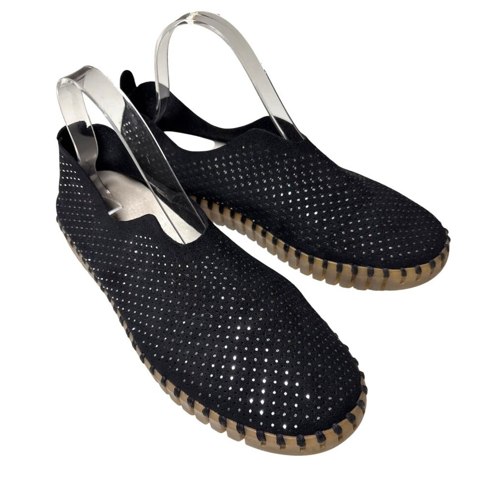 Ilse‎ Jacobsen Hornbaek Tulip 139 Size 41 /10-10.5 Black Metallic Dot Lux Flats